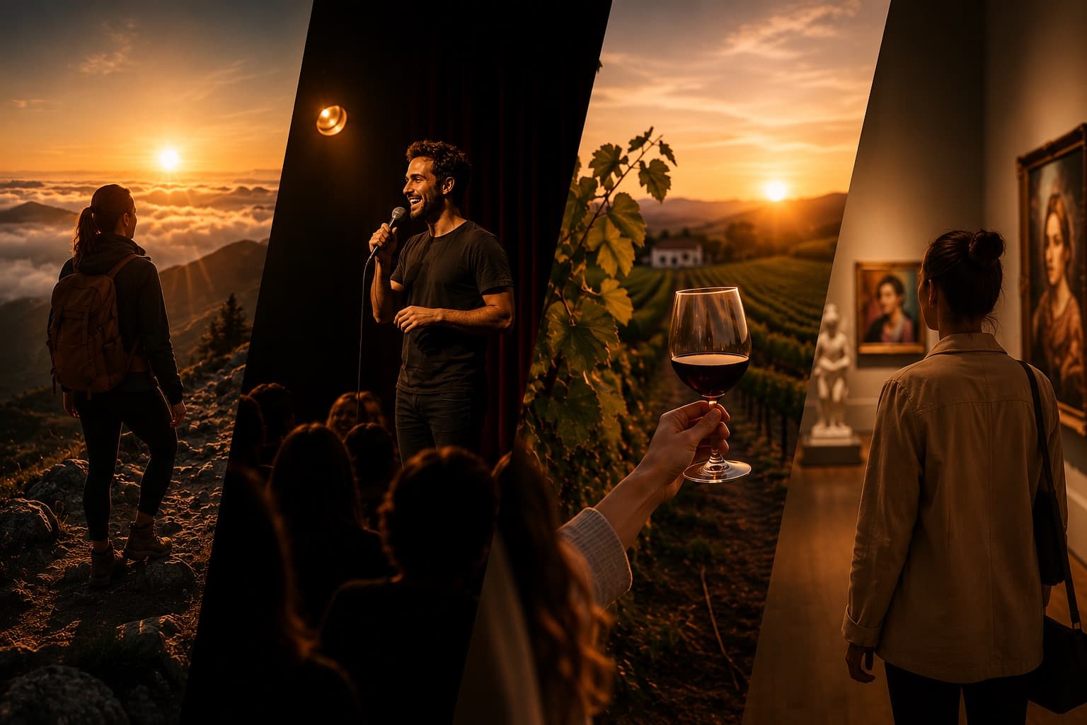 Cuatro panoramas de Santiago: una caminata al amanecer, un show de stand-up, una copa de vino en una vina y una visita a un museo